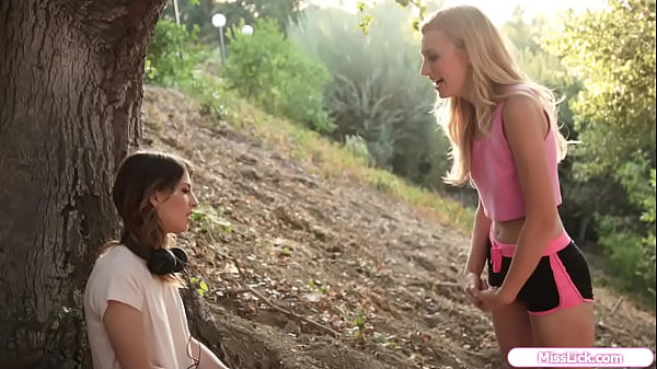 Petite babe licks neighbors shaved pussy