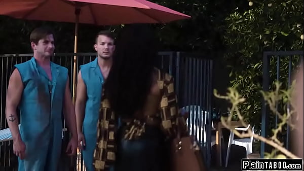 Play MP4 - PlainTaboo&period;com - Busty brunette threesome fucks workers