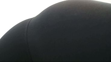 Curvy ass shaking and pov face sitting in black leggins and shiny spandex leggins 