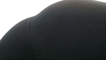 Curvy ass shaking and pov face sitting in black leggins and shiny spandex leggins