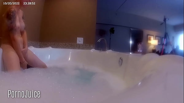 Petite blonde plays with huge bbc toy in the bath