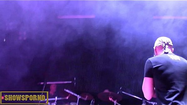 Hot blonde strip on a rock concert 