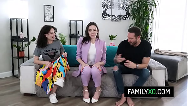 Perv stepdad and stepdaughter team up to thoroughly pleasure stepmom for Mothers day 