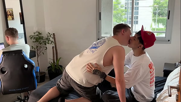 Tight Anal Riding on Huge Step-Bro'_s Cock while Cuckold Spies on Us [4k Threesome]