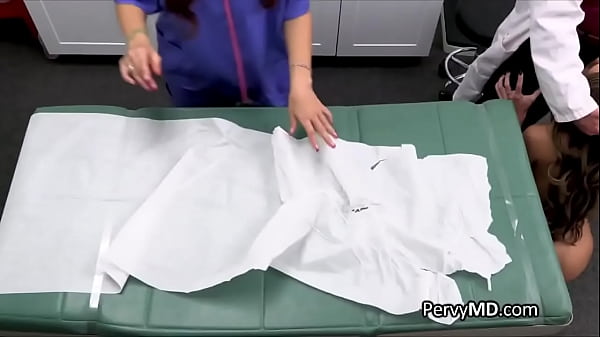 Kissing milf nurse while doctor fucks her from_behind