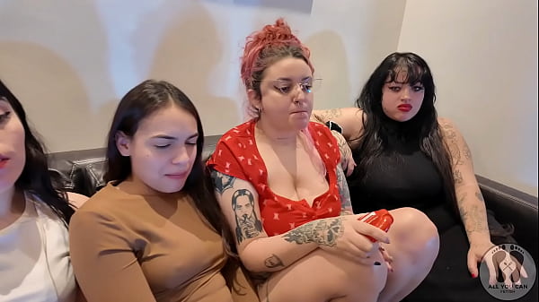 Four girls chewing gum fetish together sfw 4k 