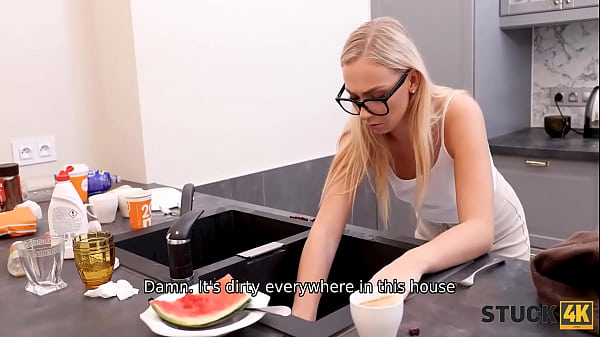 Play MP4 - STUCK4K&period; Sexy blondes hand was stuck in the drain so the stud helped