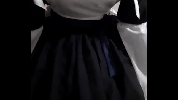 Maid in apron and niqab masturbates 