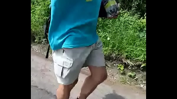 The naked guy is wanking in the woods in nature (Tom Motho) 