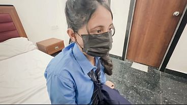 Desi teen with school girl in Oyo hardcore sex hindi audio