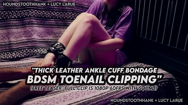 Thick leather ankle cuff bondage bdsm toenail clipping 