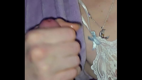 Cock jerking milf licks up every drop 