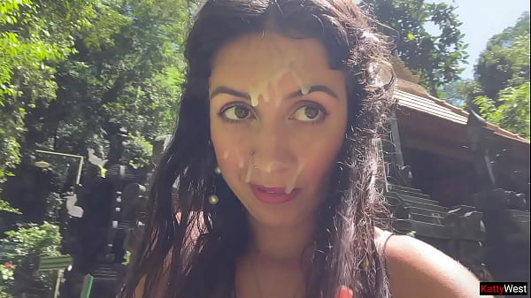 Crazy cumwalk on public waterfall