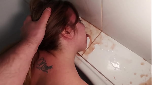 Bathing in my own puke and very huge cum 