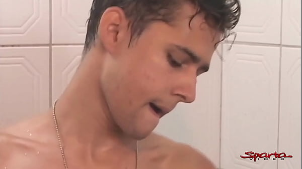 Two horny soldiers shove their throbbing hard dicks into their skinny cock lover friend while in the shower, fucking his mouth & tight asshole until they cum on him! Full video at SpartaVideo.com! 