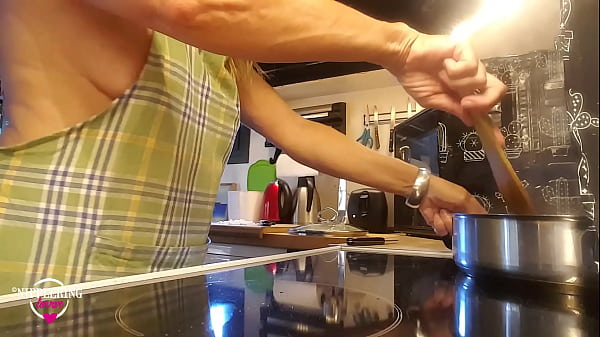 Nippleringlover topless hot milf making food sexy panty huge nipple piercings
