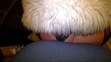 Risky White Fur Coat Blowjob and Doggy Indoors and Out