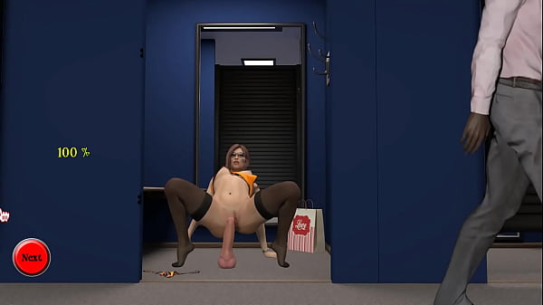 An office lady brought a dildo into the fitting room and began masturbating with it in public hentai game kink maker 