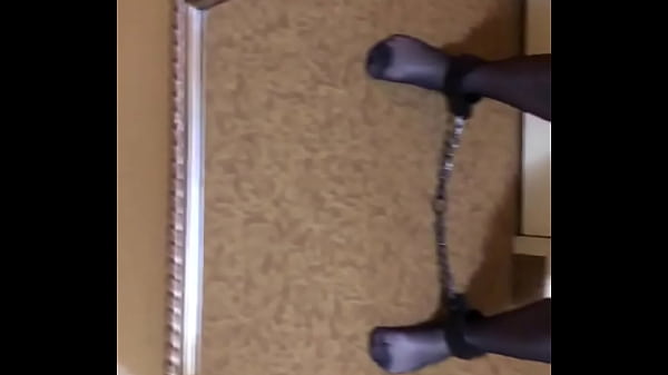 Pantyhose Gay Slave in old style irons 