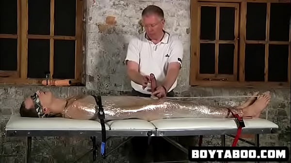 Saran wrapped hunk hunk get his cock tied and tugged 