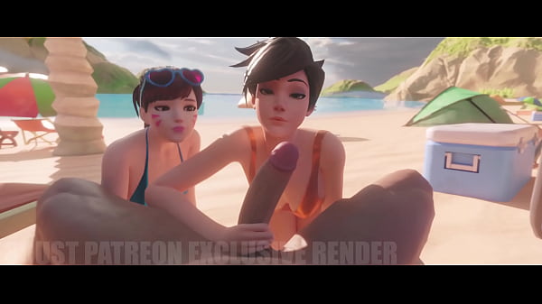 D.va and tracer blowjob