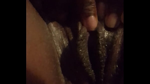 Playing with my black tight pussy 