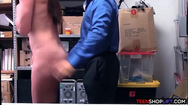 Skinny milf caught by a mall cop when she stole something