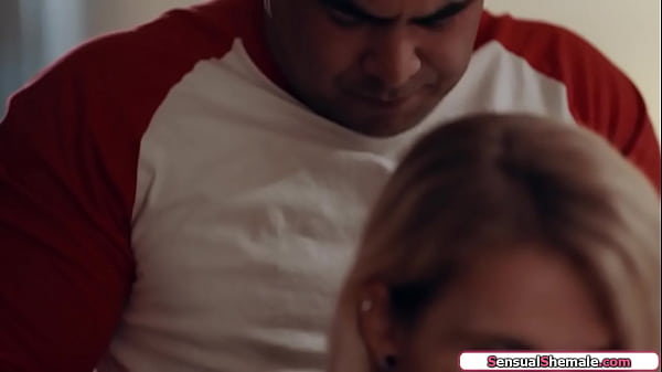 Trans Summer Rayne kisses her stepbrother.The tattooed ts gives him a bj and he sucks her small tits.He fingers his stepsisters ass and barebacks her 