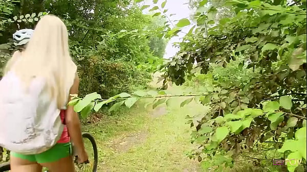 Play MP4 - Aroused blonde lesbians take their favorite sex toys outside and pound their wet little pussies until they cum