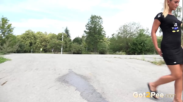 Got2pee Brings Another Desperately Peeing Girl In Relief Near The Road - Featuring Big Puddle thumbnail