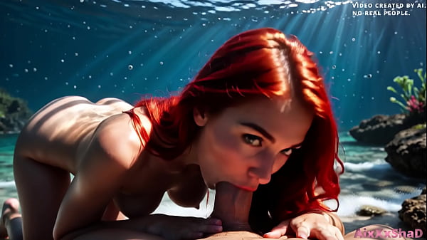 Fucking ariel in the underwater world and filling her tight pussy with cum ai generated