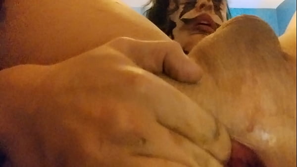 Fingering myself in clown paint 