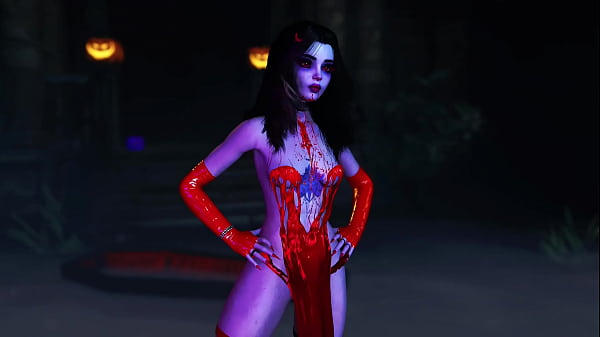 Youngvampiregirl inred dress beckons her prey withdance and sexy_body