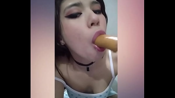 cute brunette give_sloppy dildo blowjob andputs fingers into ass on cam part1