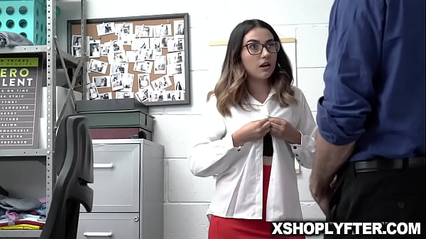 Security officer Wrex Oliver plowing Callie Jacobs teen muff doggystyle after getting caught stealing lingeries 