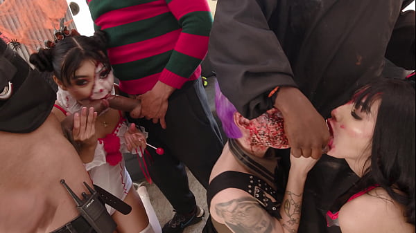 Halloween Party With Mina K, Maily Presly And Camila Smith Assfucked Together In Hot 3 On 3 (anal ) thumbnail