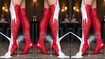 Girls in hot high heel boots love it to cover there legs in cum and show it public 