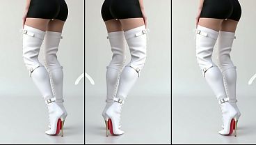 Girls in hot high heel boots love it to cover there legs in cum and show it public 