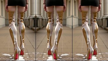 Girls in hot high heel boots love it to cover there legs in cum and show it public 