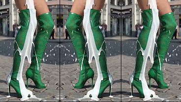 Girls in hot high heel boots love it to cover there legs in cum and show it public