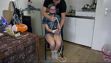 Blue Haired Teen Chick Bound And Gagged By Angry Landlord thumbnail