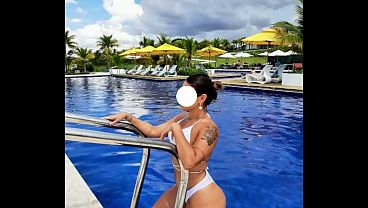 Curvy Brazilian Beauty Relaxing Poolside In A Stunning Bikini | Masked Nomads