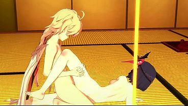 Genshin Impact Hentai - Sara blowbjob and is fucked by Aether - Japanese asian manga anime game porn