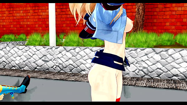 naked girl_and naked futanari dancing in the yard