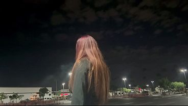 European Stepmom Smoke Session Outdoor At Night In A Parking Lot thumbnail