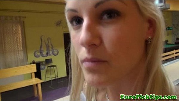 Blonde euro amateur flashes her ass 