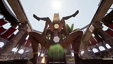 Lara Croft's ass was destroyed by a giant penis of an awakened statue 3D animation hentai game 