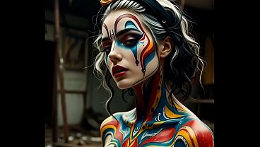 Nonton Sexy Harlequin Girl With Painted Body - Ai Erotic thumbnail