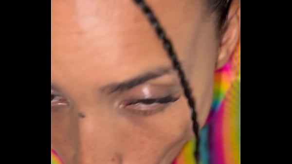 Fucking blowjob from a pretty latin fairy in a rainbow fishnet 