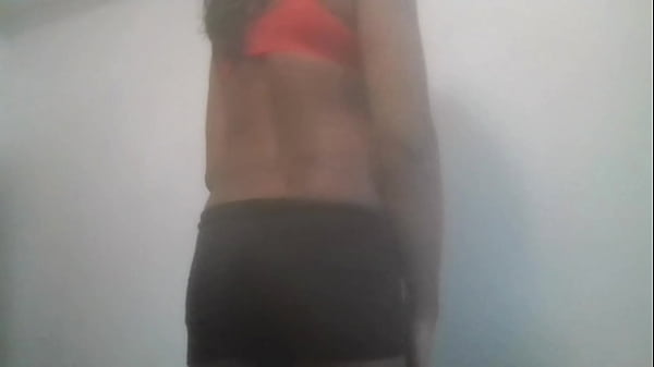 I am just chilling with sexy moves with bra and short skirt moving dance flirting 